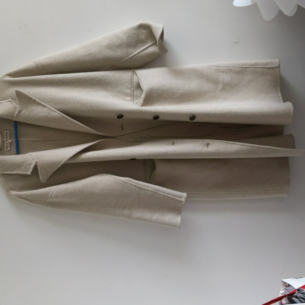 Free People Adore You Wool Blend Double Breasted Coat Size Large